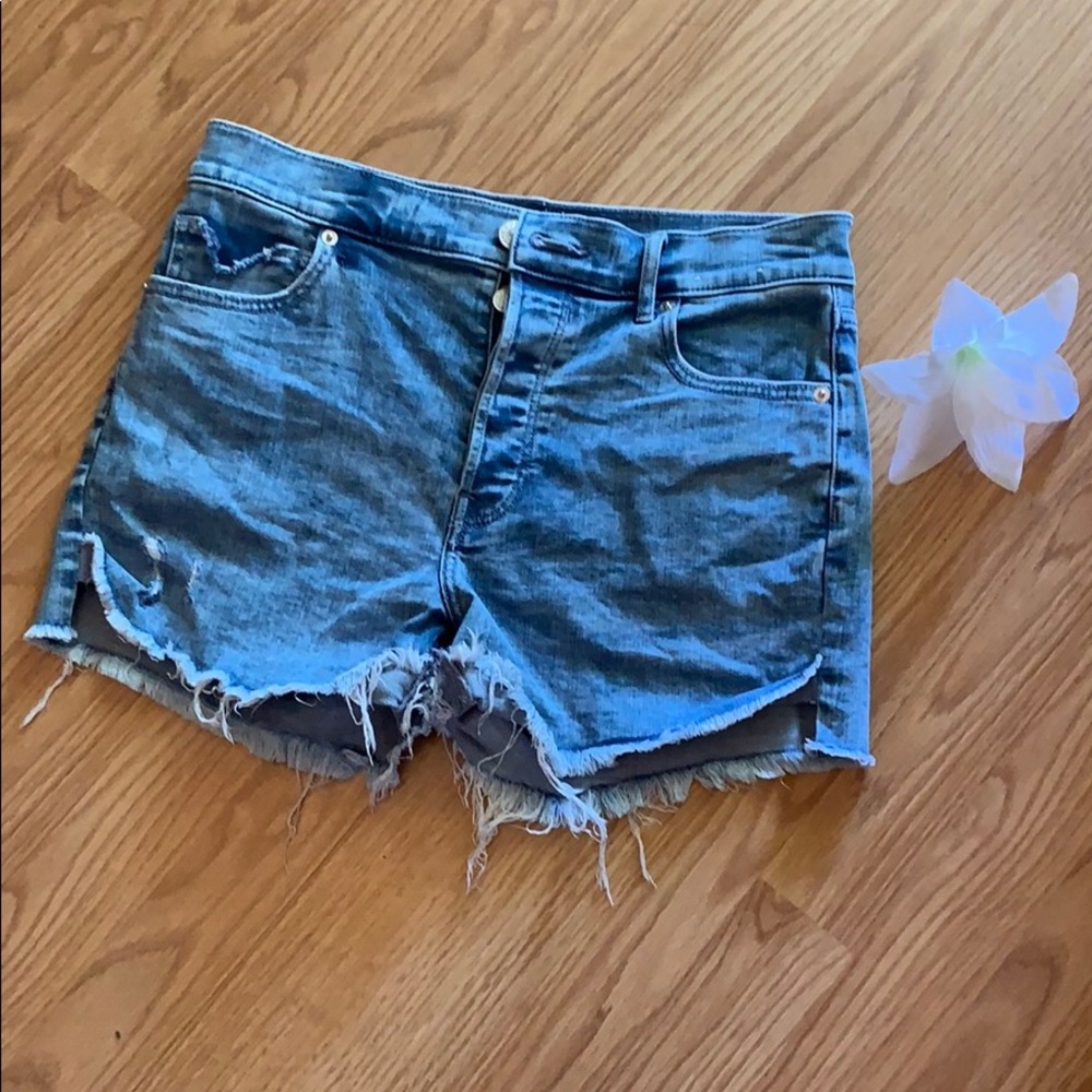 Express High Rise Distressed Shorties